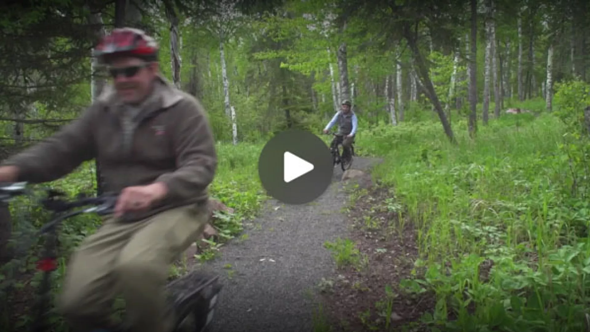 Biking along a trail