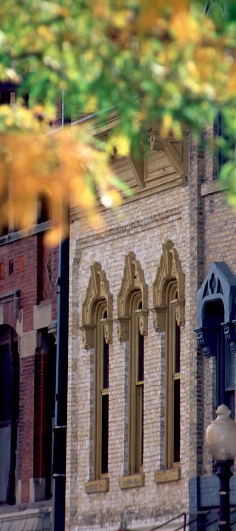 Architectural details of downtown Faribault windows