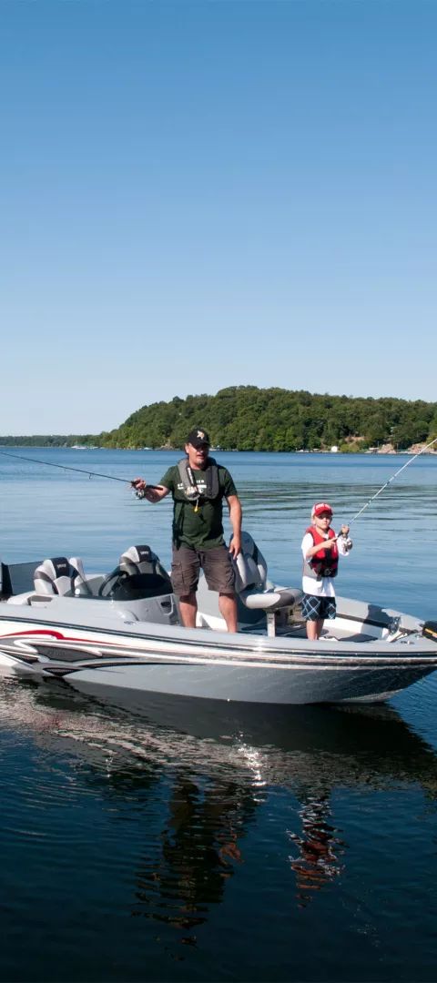 Father and son fishing on Gull Lake