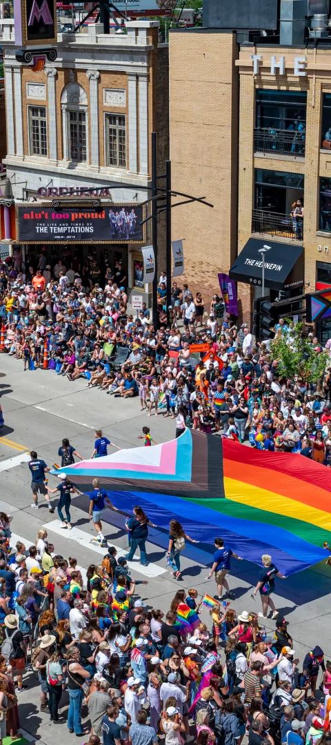 A crowd gathers at the Twin Cities Pride Festival